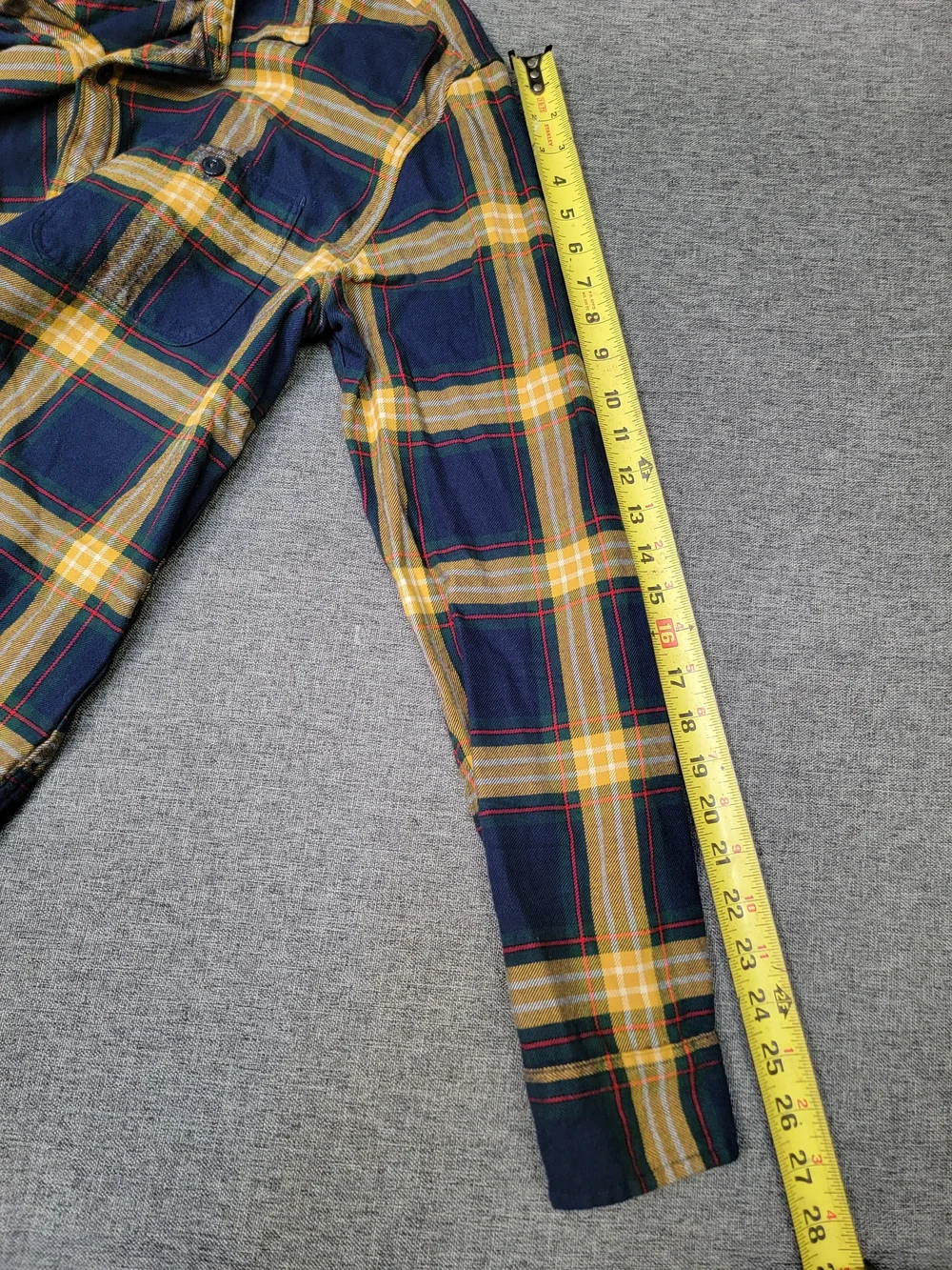 J. Crew Men's Navy and Yellow Plaid Button-Down Shirt Size Slim Large